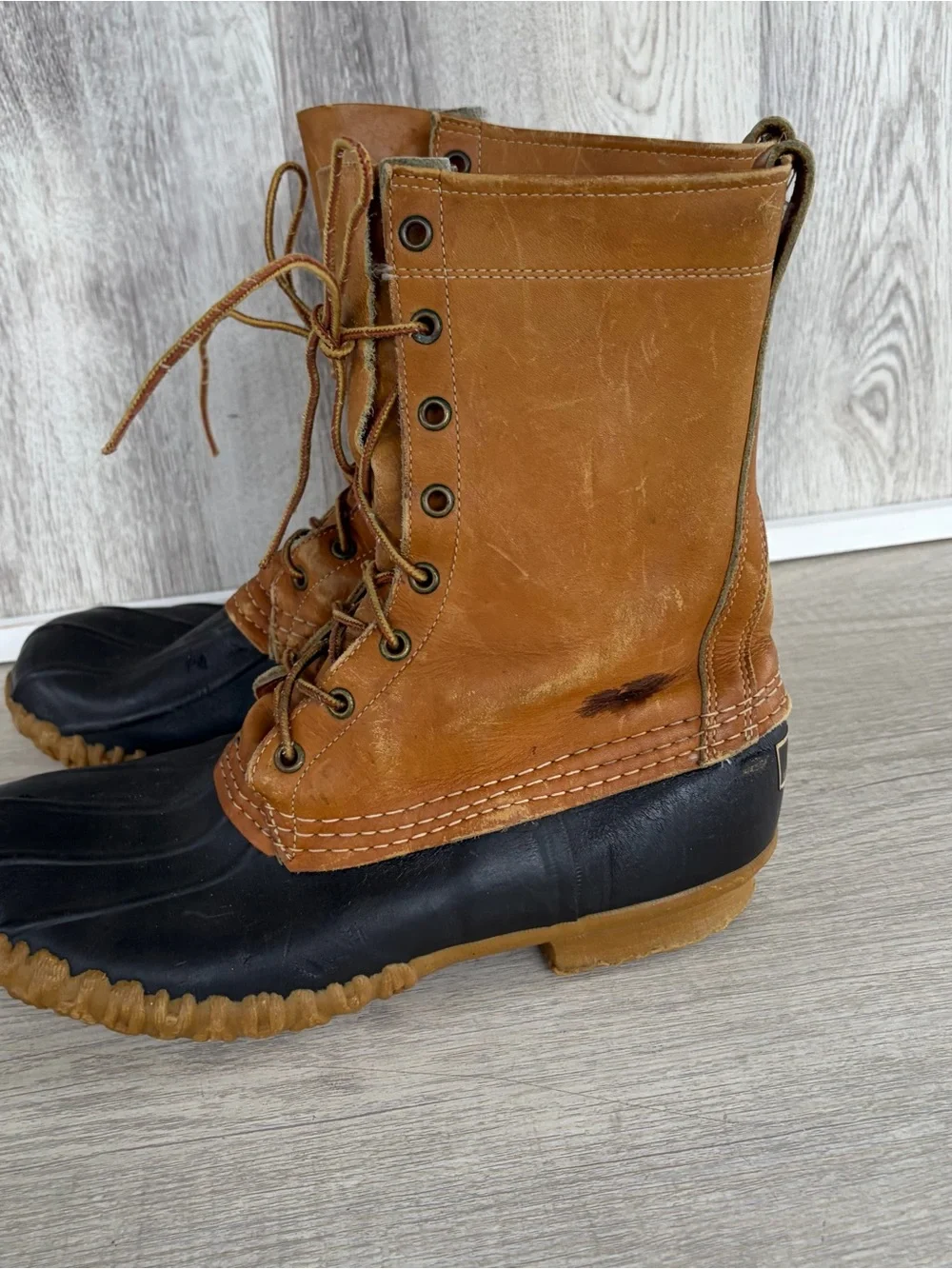 Vintage LL Bean Boot Maine Hunting Shoe Duck Bean  Brown Made In USA Mens
